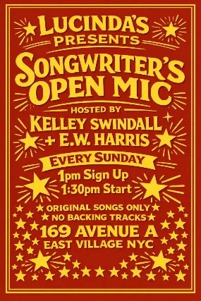 Sunday Songwriter's Open Mic Every Week at Lucinda's